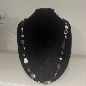 Silpada Sterling Silver Downtown Necklace Hematite, Pearl,Calcedony Beads, As Is